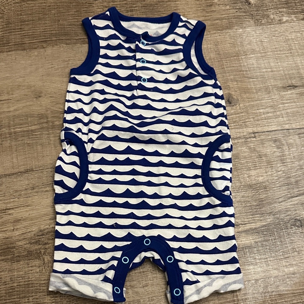 Cat & Jack Blue and White Baby Romper